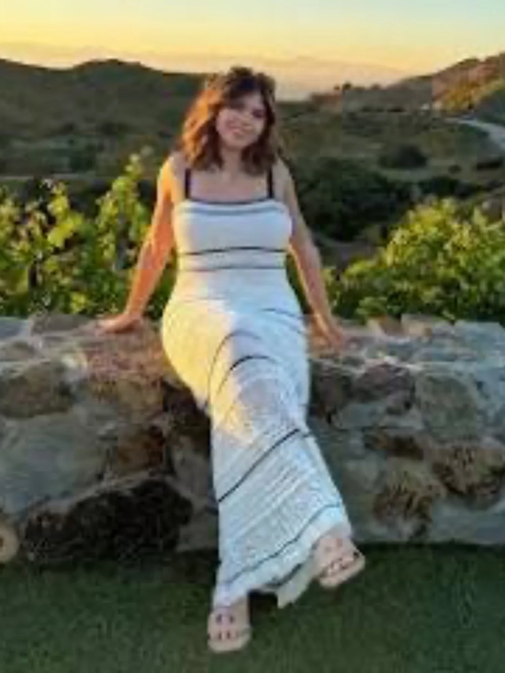 Abercrombie Women's Cream Crochet Maxi Dress with Black Trim